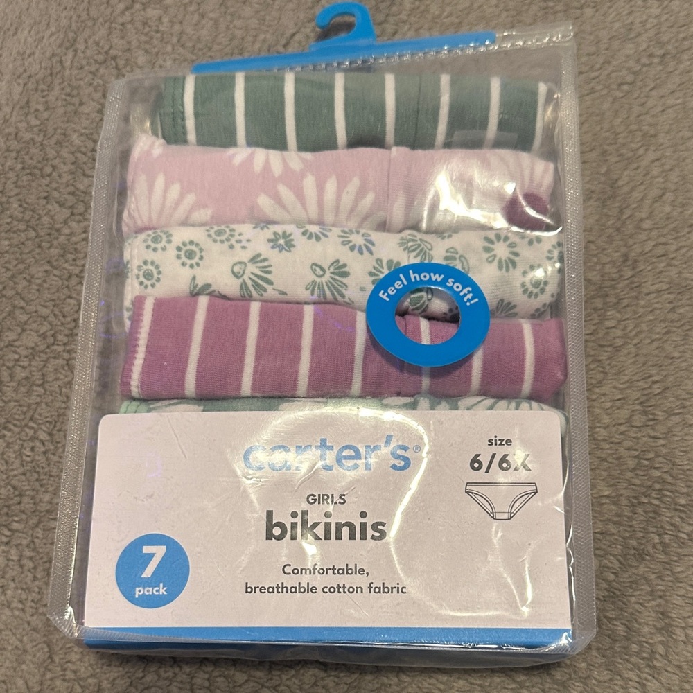 Carter's Girls' Bikini Underwear - 7 Pack - Green and Pink
